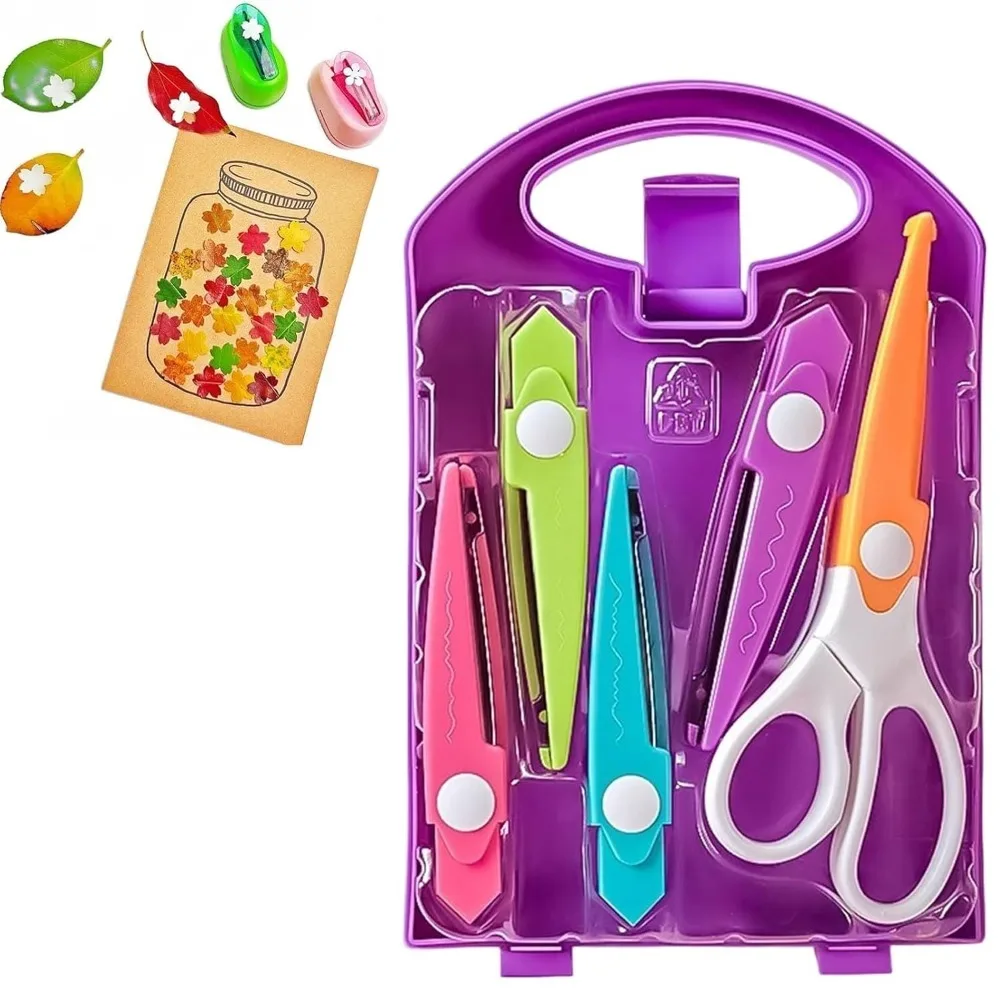 Small Size DIY Puncher Craft Set Plastic Manual Craft Hole Punch Shapes Set with Storage Box DIY Projects Shape Cutters