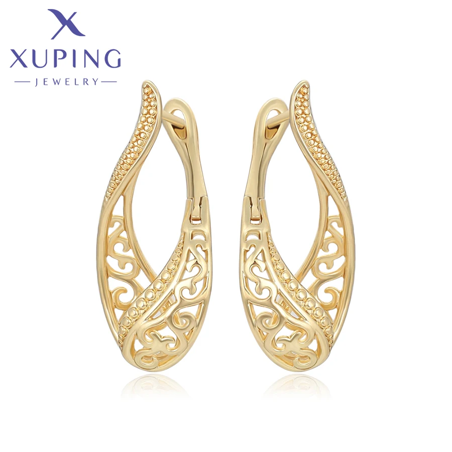 Xuping Schmuck Modische Einfache Blumen-Ohrringe in Goldfarbe für Damen Party Geschenk X000708601