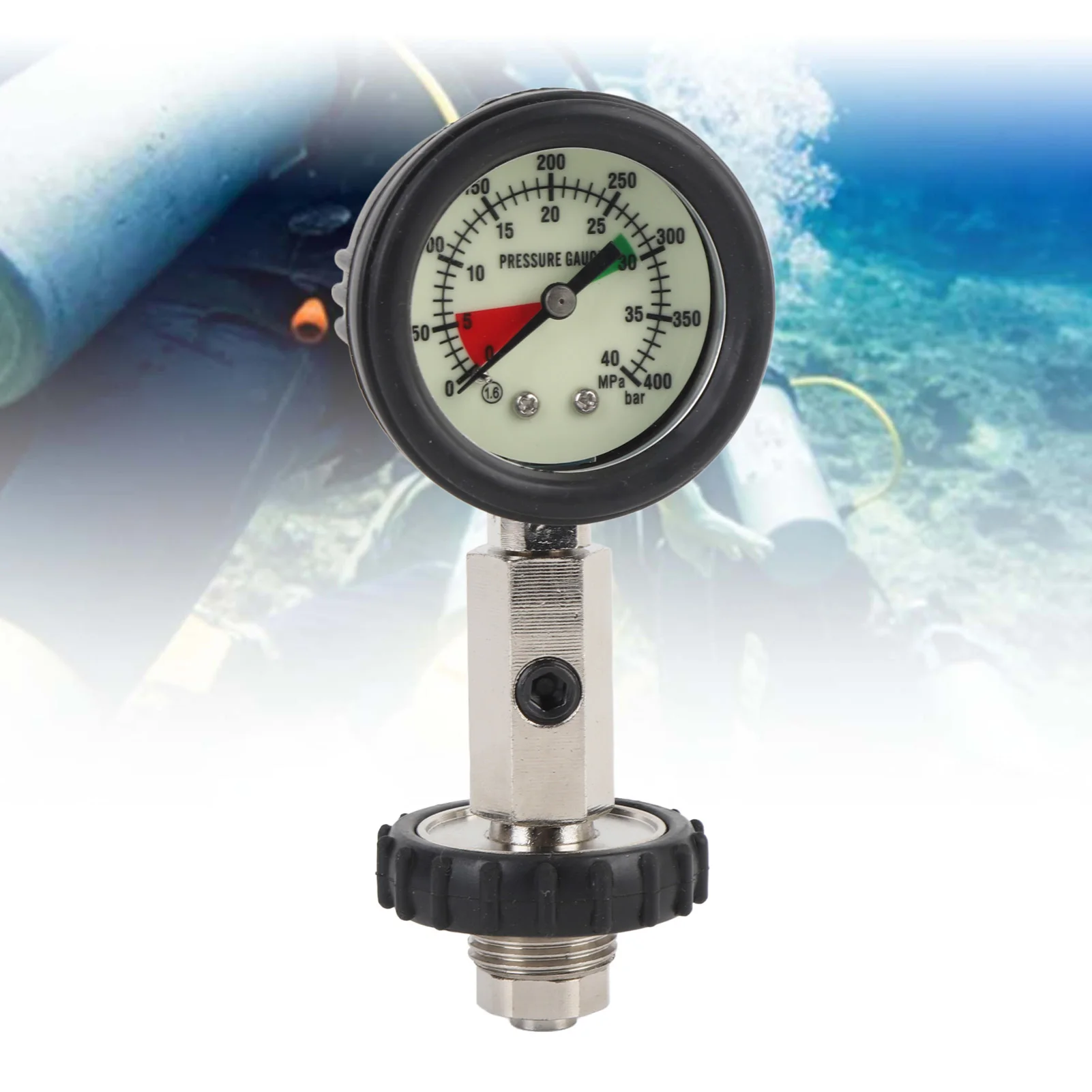 Pressure Gauge Stainless Steel Lightweight High Accuracy Erosion Resistant Dive Pressure Gauge for Underwater Adventures