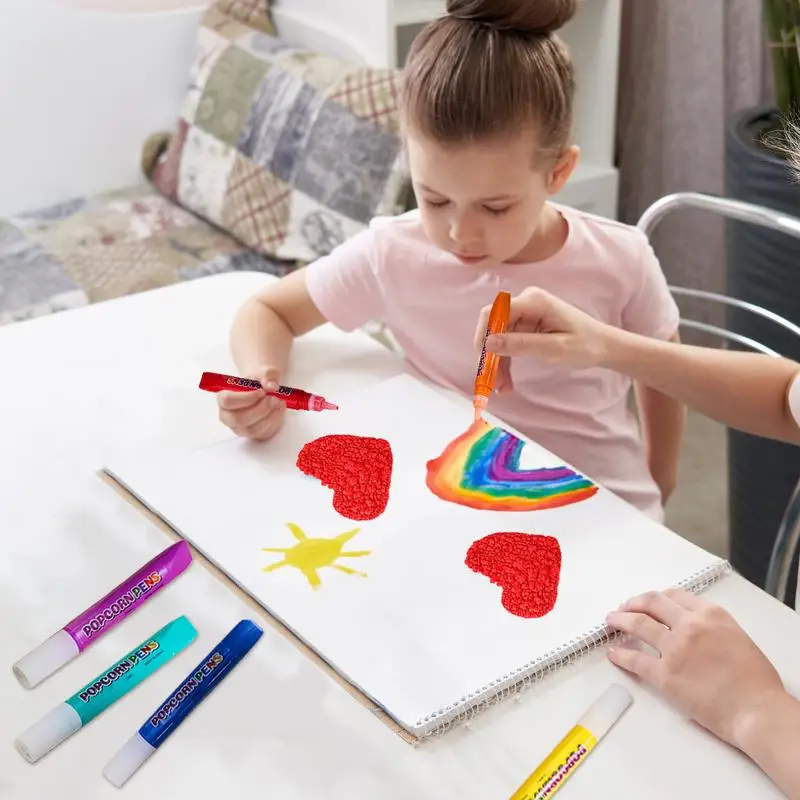 Bolígrafos de burbujas para niños, bolígrafo de burbujas con estampado, 6 bolígrafos de dibujo de burbujas, suministros de arte divertidos, bolígrafos de dibujo de burbujas 3D para niños, cumpleaños y Navidad