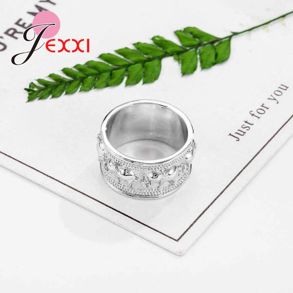 925 Sterling Silver Finger Rings For Women&Men Wide solid Animal Elephant Wedding Jewelry For Femal Christmas Party Bague