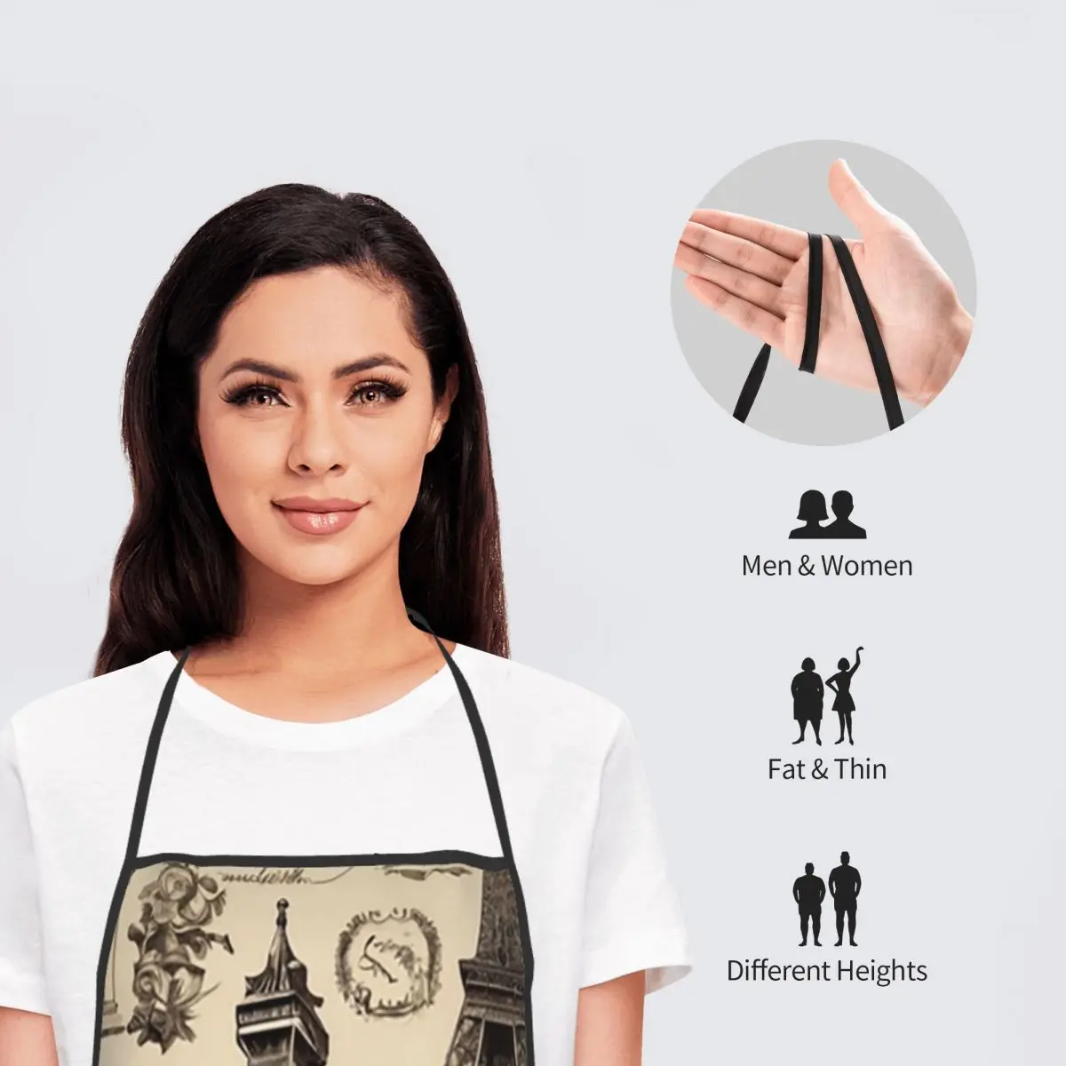 الفرنسية باريس فرنسا برج ايفل مآزر الشيف الطبخ المطبخ Tablier أكمام مريلة تنظيف المطبخ بينافور #5