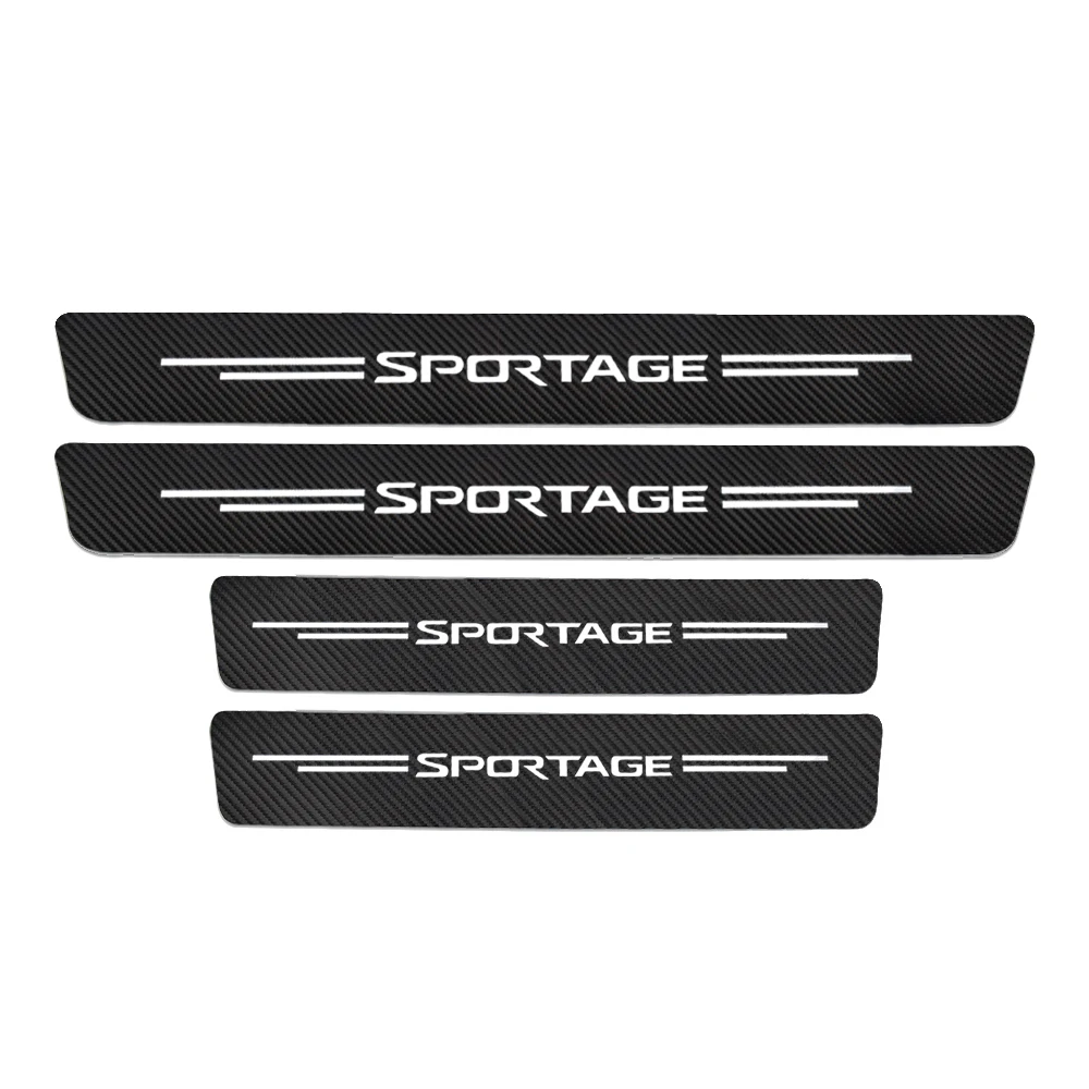 4PCS Car Door Sill Stickers For Kia Sportage 3 4 QL Scuff Plate Scratch Protector Auto Carbon Fiber Decal Car Tuning Accessories