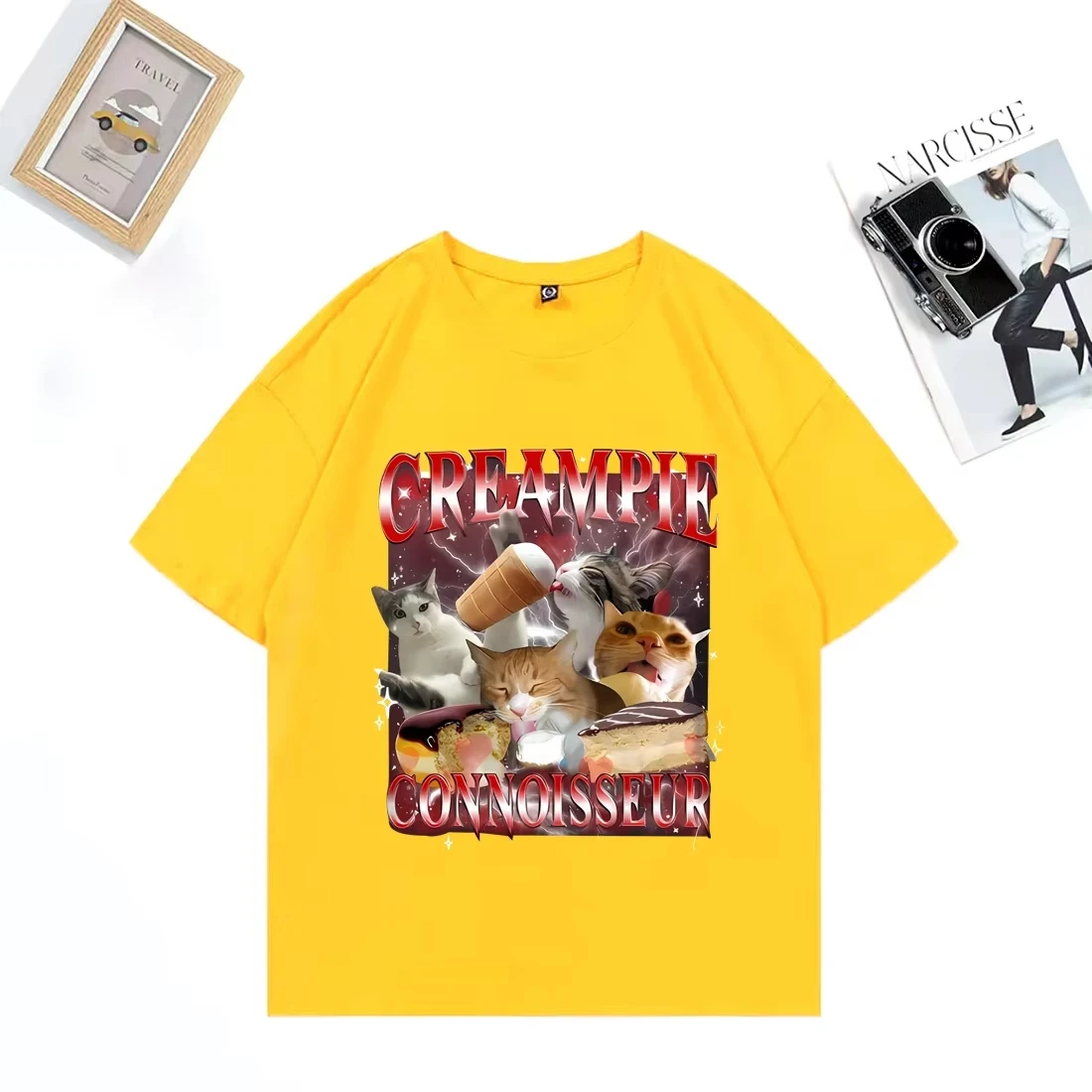 ตลกสําหรับ Creampie Connoisseur Meme กราฟิก T เสื้อผู้หญิงแขนสั้น Vintage Street เสื้อยืดความงามเสื้อสําหรับสตรี