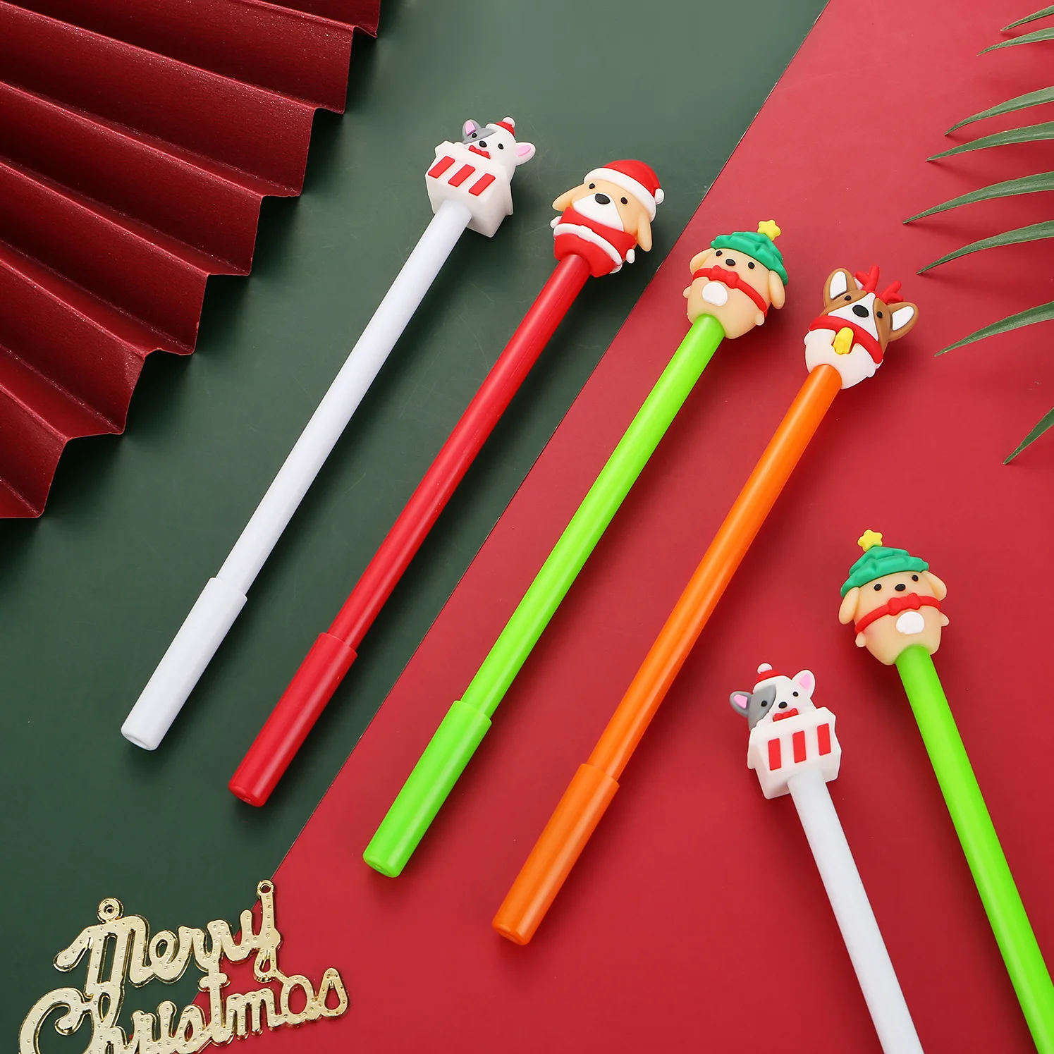 

24 Pcs Cartoon Christmas Three-dimensional Gel Pens Set Full Needle Tube Smooth Water Neutral Pen Black Refill Animal