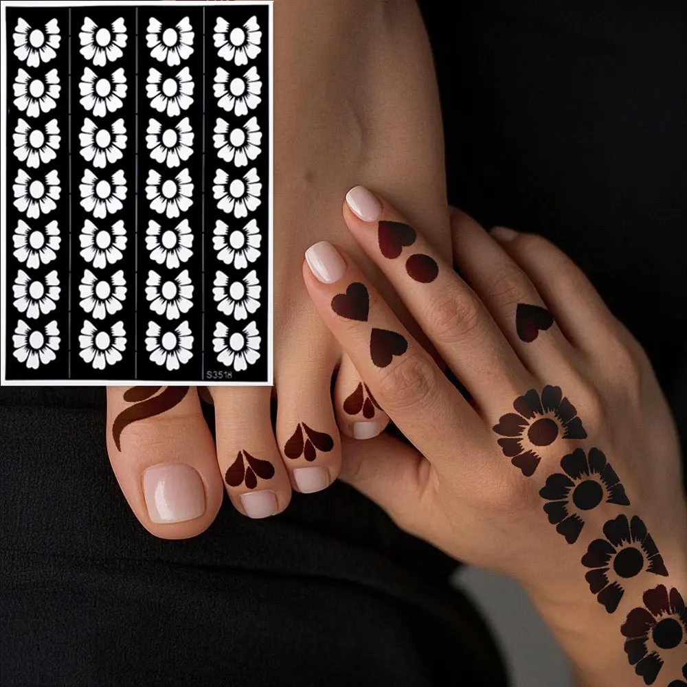 Henna Stencil for Foot Hand Andy Body Painting Reusable Flower Henna Tattoo Template for Women