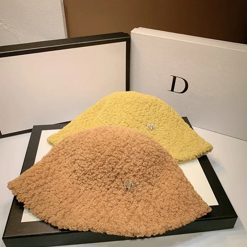 

Winter Bucket Hat Thickened Warm Ear Protector Cap Women French Wool Fedora Hat Lady 2021 Outdoor Hiking Knitted Fisherman Hat