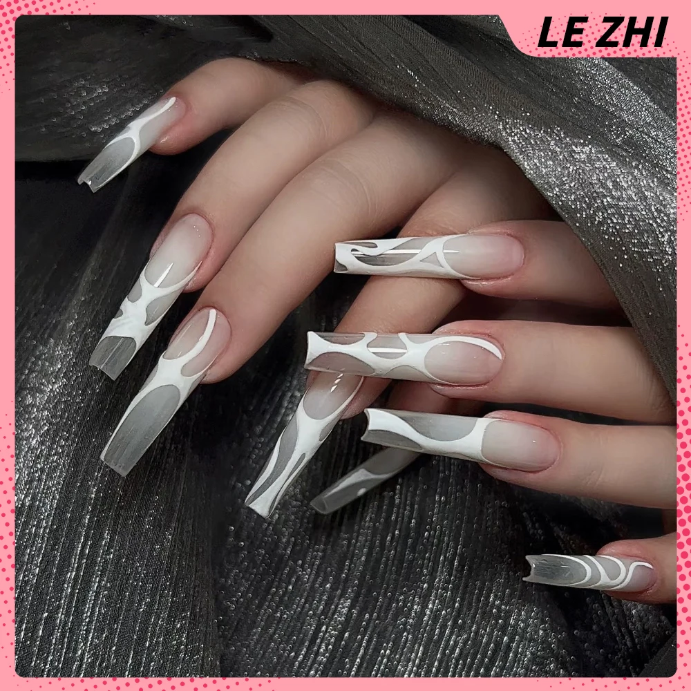 سبايس جيرل مرحبا كيتي اليدوية طويلة مربع خنجر مسمار حزب ملصق Bowknot الماس مرآة سحرية مسحوق الفرنسية الصحافة على الأظافر