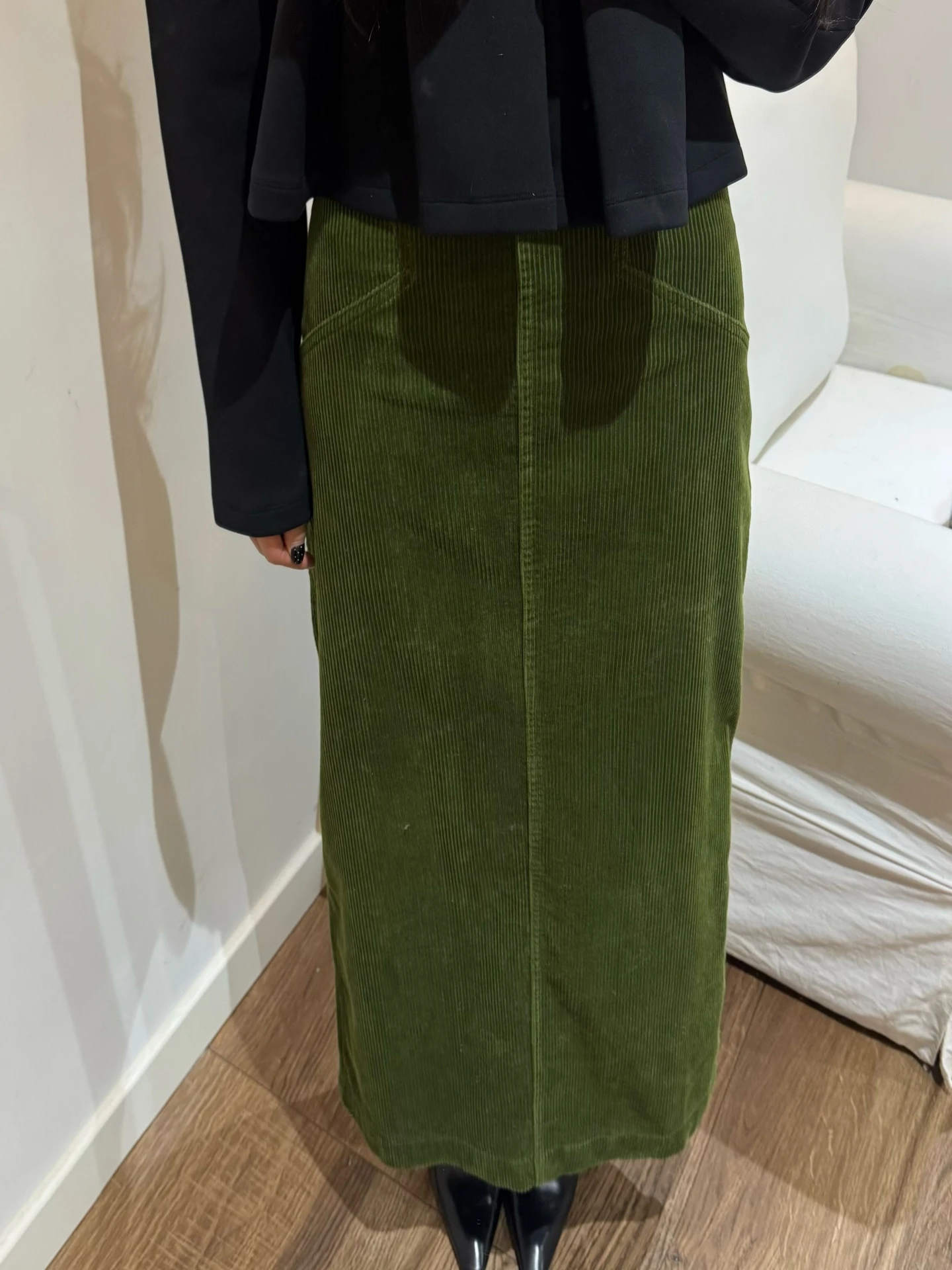 

High Waist Corduroy Long Skirt Women's A-Line Split Straight Cut een Velvet Dr Busin Casual Ci Commute Daily