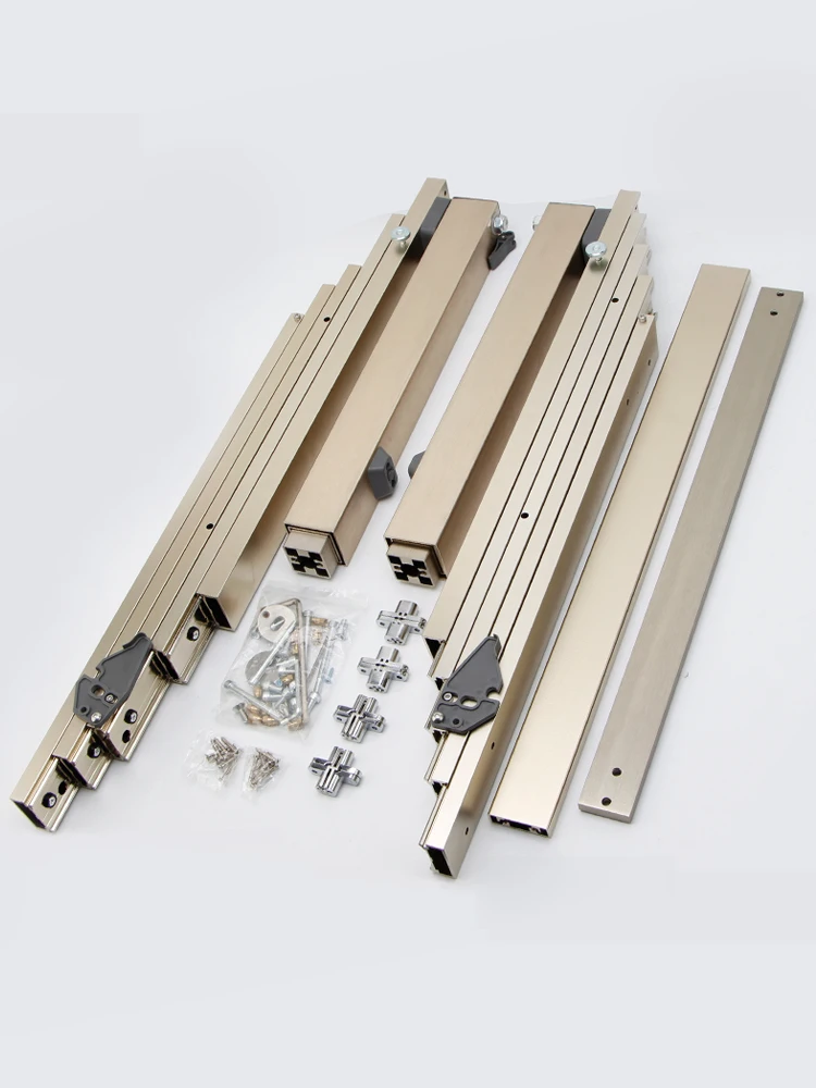 Aluminum alloy drawer type slide rail, multi section flat push with feet, hidden foldable pull-out dining table