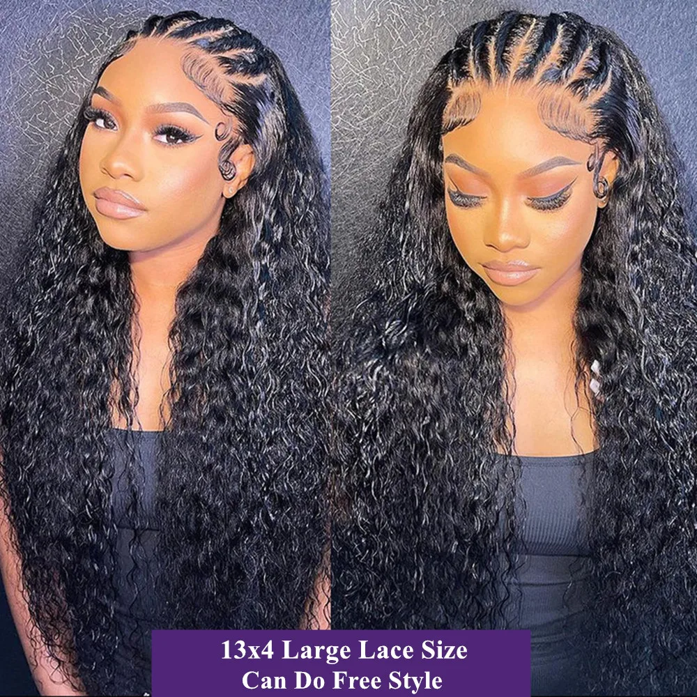 Curly Lace ด้านหน้าเส้นผมมนุษย์ Wigs 13x 4ลูกไม้ด้านหน้าเส้นผมมนุษย์วิกผมผู้หญิง Deep Wave วิกผมด้านหน้า Water Wave ลูกไม้ด้านหน้า Wigs