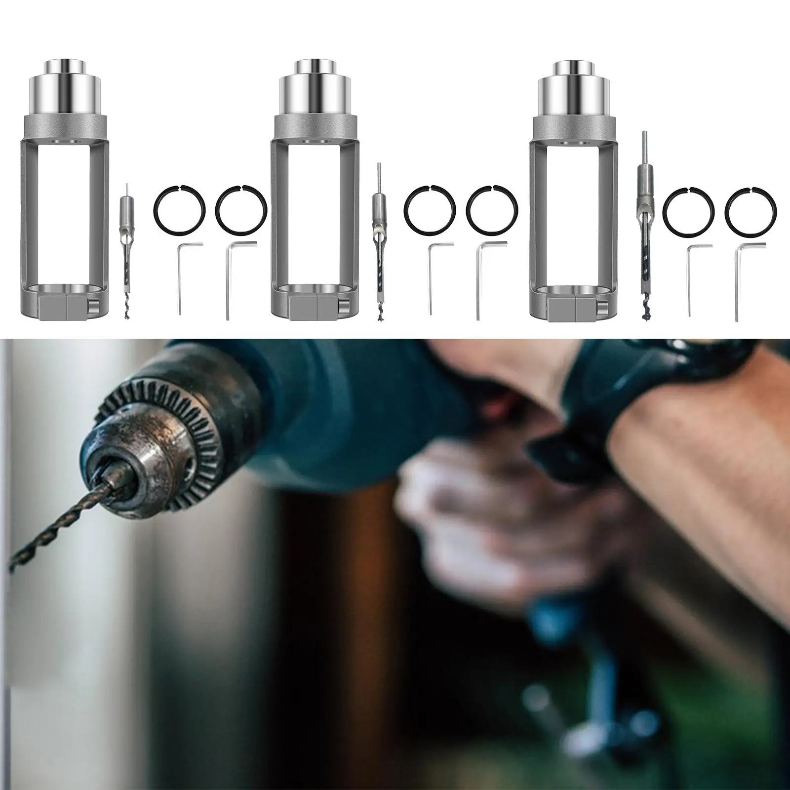 

Square Hole Drill Fixed Bracket with Bit Attachment Accessory