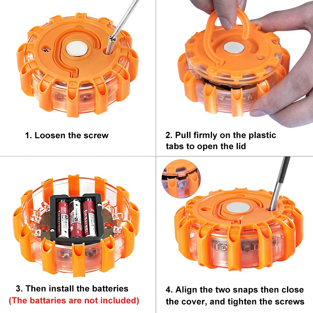 Car Emergency Strobe Flashing Warning Light Roof Road Safety Lamp Roadside Orange Beacon Magnetic Base Light