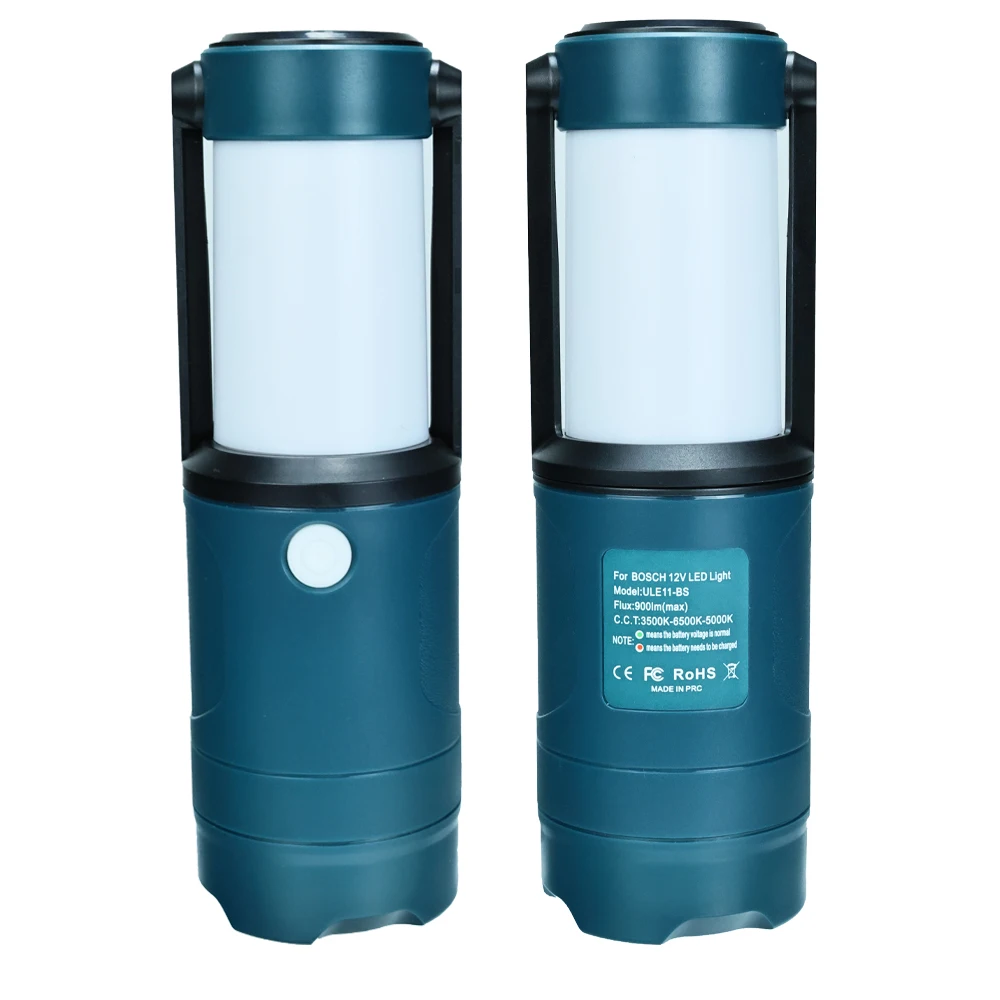 ไฟ LED มือถือสำหรับ Bosch 12V ใช้ได้กับแบตเตอรี่ Li-ion 900LM ไฟสูงสุดกลางแจ้งตั้งแคมป์