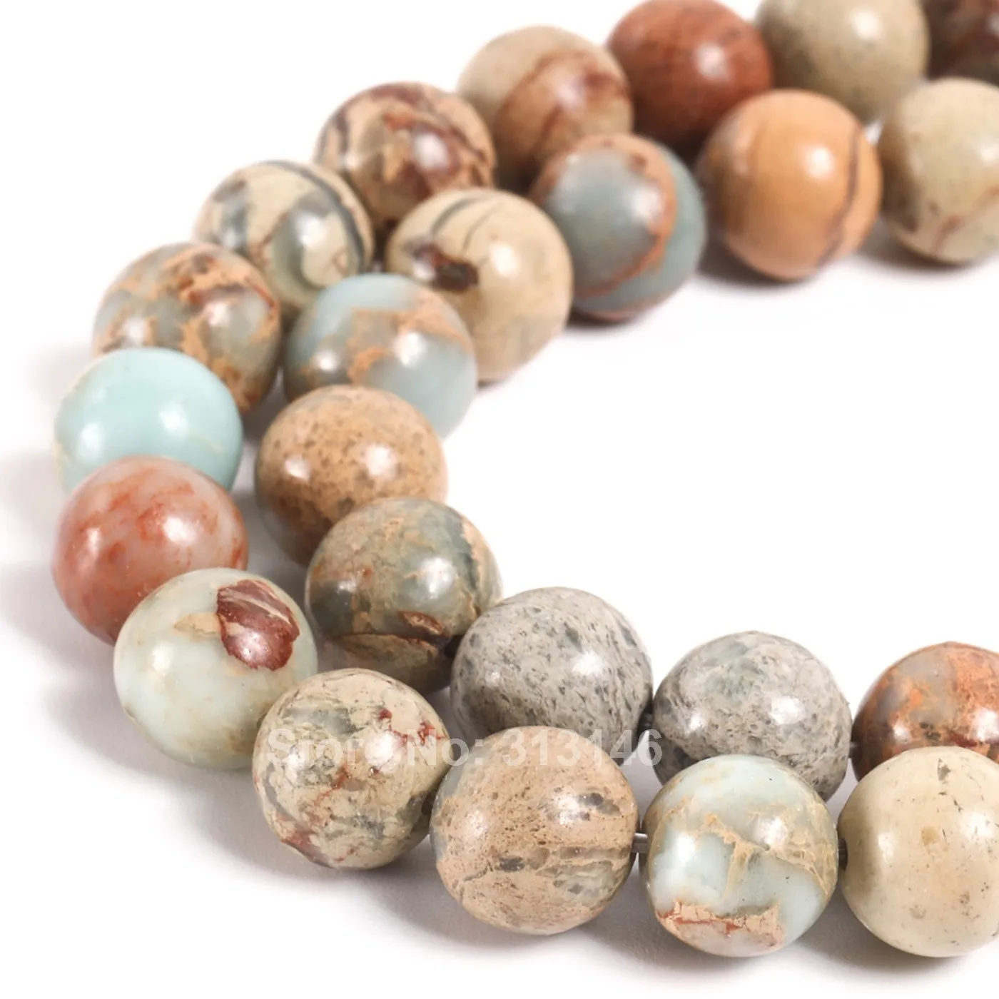 Genuine Real Natural Shoushan Stone Loose Round Semi Precious Serpentine Jasper Gemstone Strand Gem Beads 15