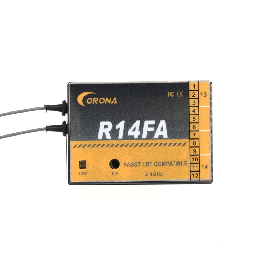 Corona R14FA 2.4Ghz 14CH Fasst Compatibele Ontvanger 4.0 ~ 10V Bedrijfsspanning Met FUTABA 14sg 16sz 18mz Voor Vliegtuig Smart Robot