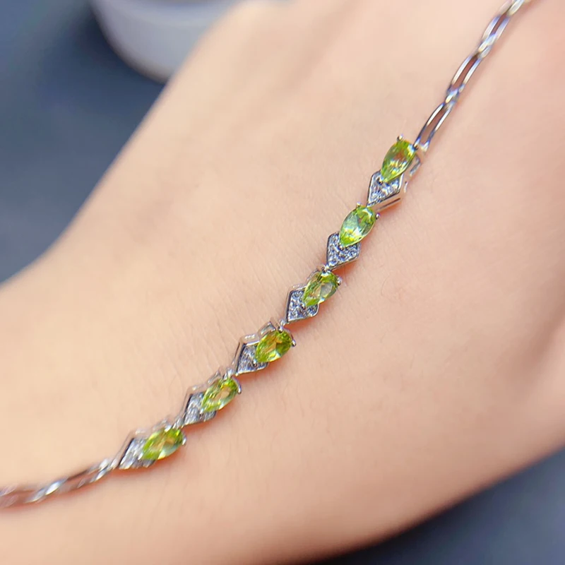 Natural Olivine Bracelet for women silver 925 jewelry luxury gem stones 18k gold plated free shiping items