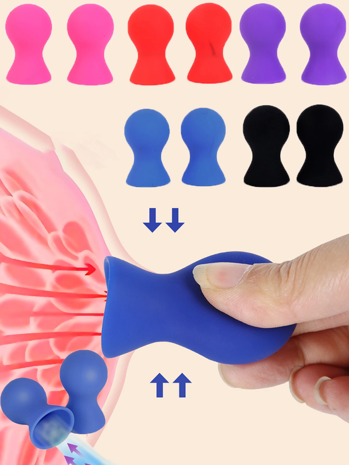 Silicone Nipple Suckers, Sucking Body Massage Rubber Couple Funny Breast Pump Suction Cups for Sensitivity Enhancement Pleasure