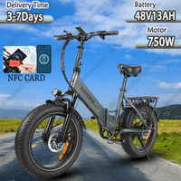 SAMEBIKE Electric Bike 750W Motor 48V13AH Lithium Battery Smart Card Electric Bicycle Adult 20*4-Inch Tire Folding Riding E-bike