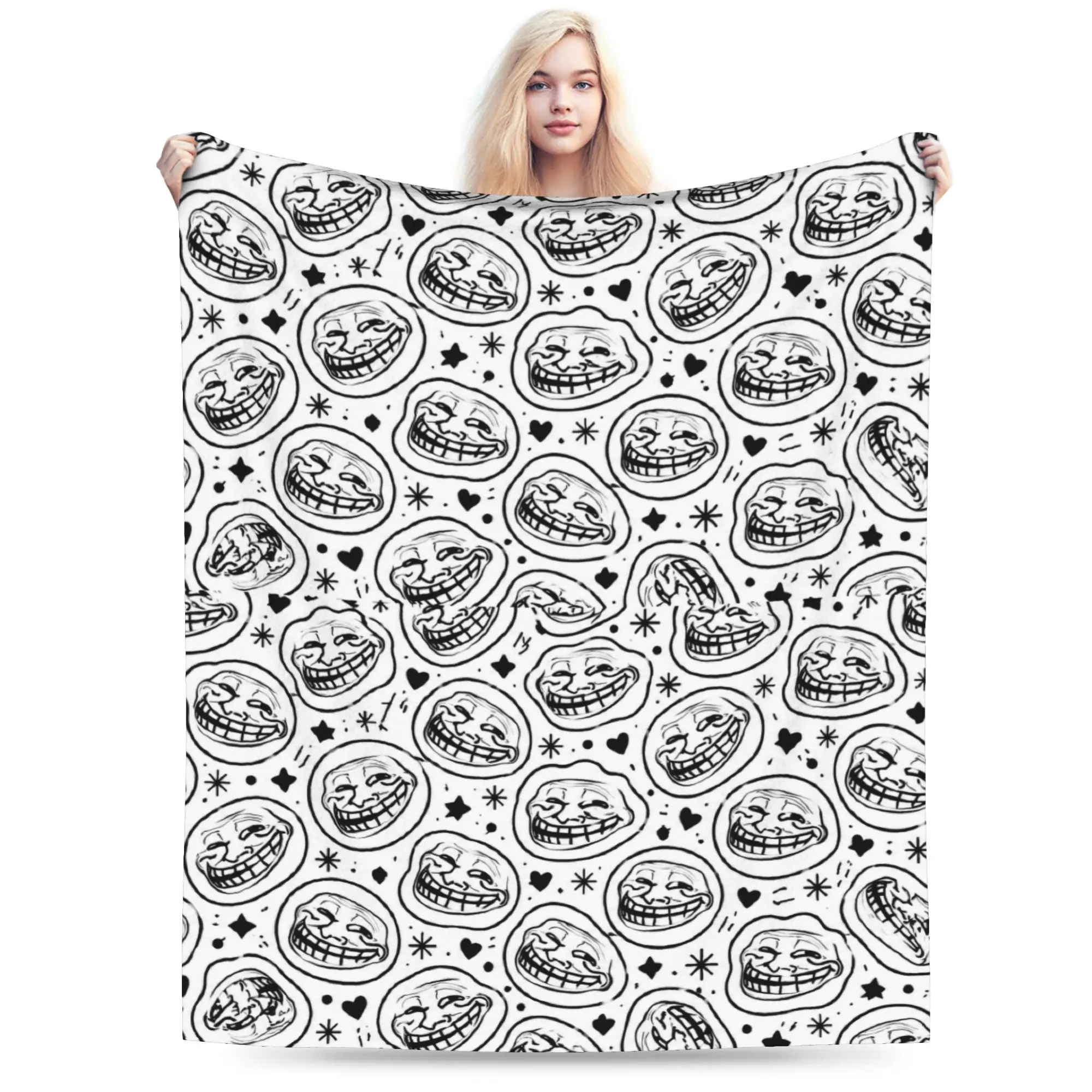 Rage Comic Trollfac Trunk Funny Anime Blankets Quality Warm  Throw Blanket Winter Picnic Home Decor Print Bedspread