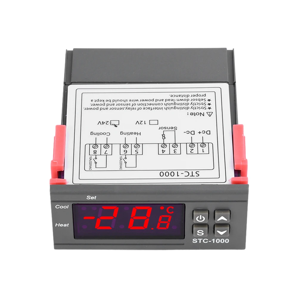 STC-1000 LED Digital termostat, untuk inkubator pengontrol suhu termoregulator pendingin pemanas Relay 12V 24V 220V