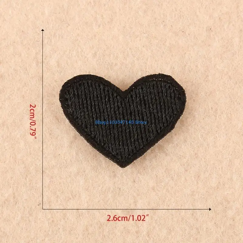 P88B 20Pcs Assorted Colors Mini Heart Sew/Iron On Appliques Embroidery Patches Badges Garment Embellishments for Clothing