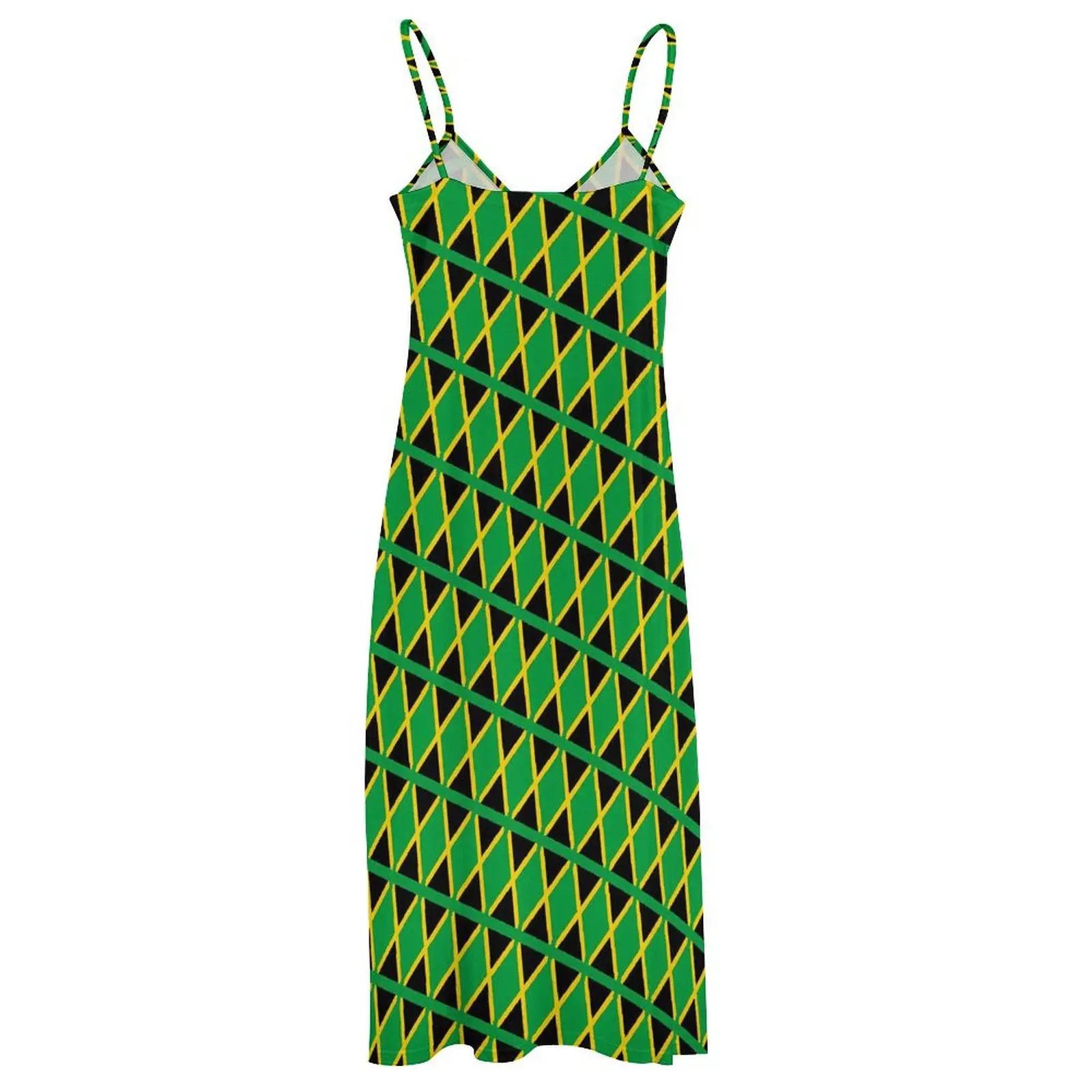 Jamaica Flag Travel Dress Sports Fan Sexy Maxi Dress Strap Aesthetic Boho Beach Long Dresses Holiday V Neck Oversize Clothes