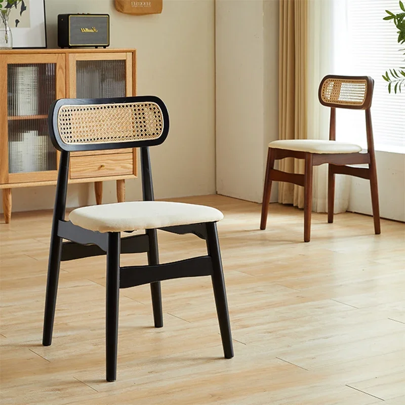 Household rattan chair middle-aged simple rattan chair, restaurant dining stool backrest desk and chair, dining chair Nordic