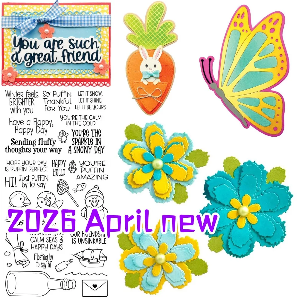 

Puffin Love Clear Stamps 2026 New Metal Cutting Dies For DIY Scrapbooking Crafts Maker Photo Album Template Handmade