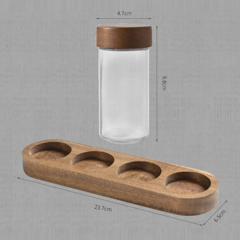 4-piece Set of Clear Glass Storage Jars Candy Airtight Jars with Tray Kitchen Nuts and Coffee Bean Spice Storage Containers New view 6