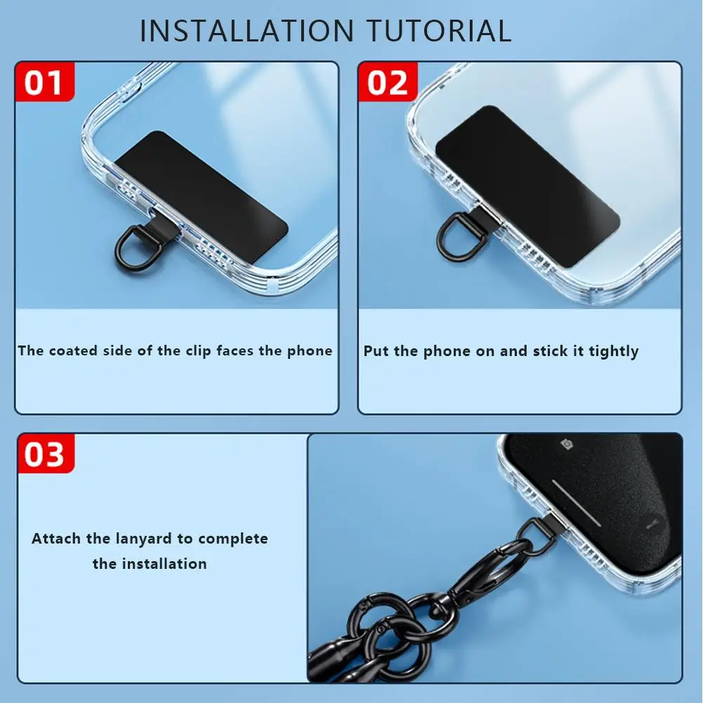 Mobile Phone Lanyard Clip Ultra-thin Stainless Steel  Mobile Phone Clip Phone Case Connecting Piece Gasket Strong Anti-lost