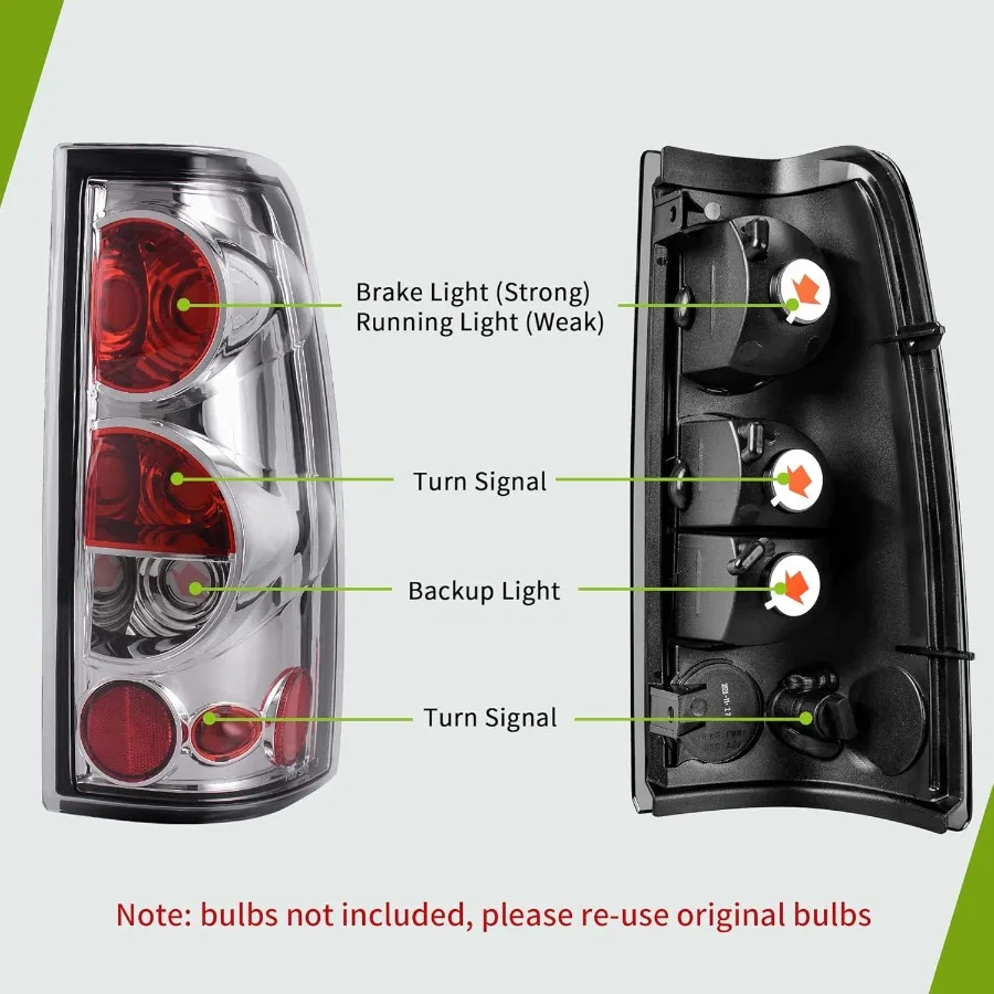 مجموعة المصابيح الخلفية متوافقة مع 19992006 تشيفي سيلفرادو 1500 2500 3500 و 2007 سيلفرادو مع نمط الجسم الكلاسيكي أيضًا Fi