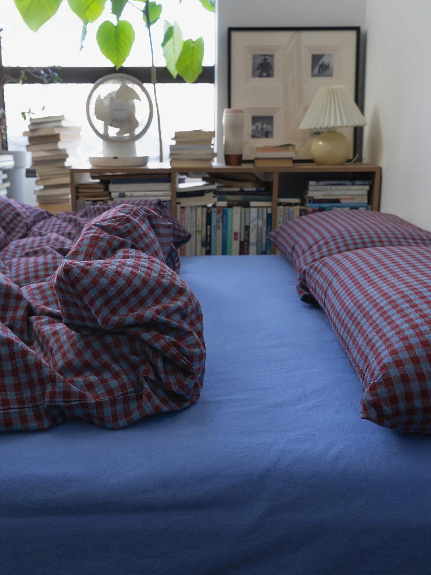 

Комплект постельного белья из чистого хлопка Fre Blue: пододеяльник в красную клетку, трехпредметный комплект, французский стиль, на все сезоны