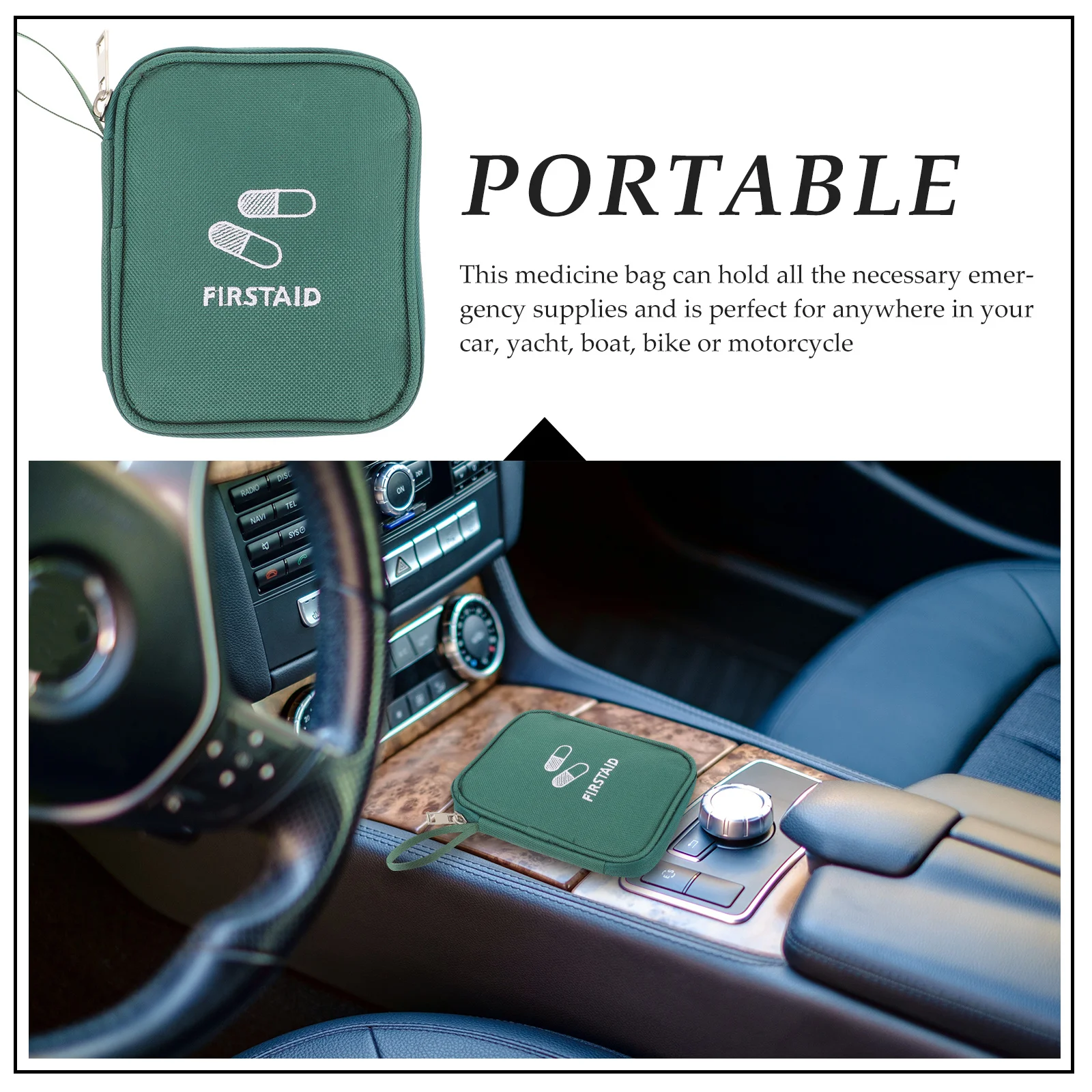 Piccola borsa per medicinali portatile Durevole organizzatore di stoccaggio di pronto soccorso Chiusura con cerniera Custodia medica da viaggio di emergenza Borsa per medicinali