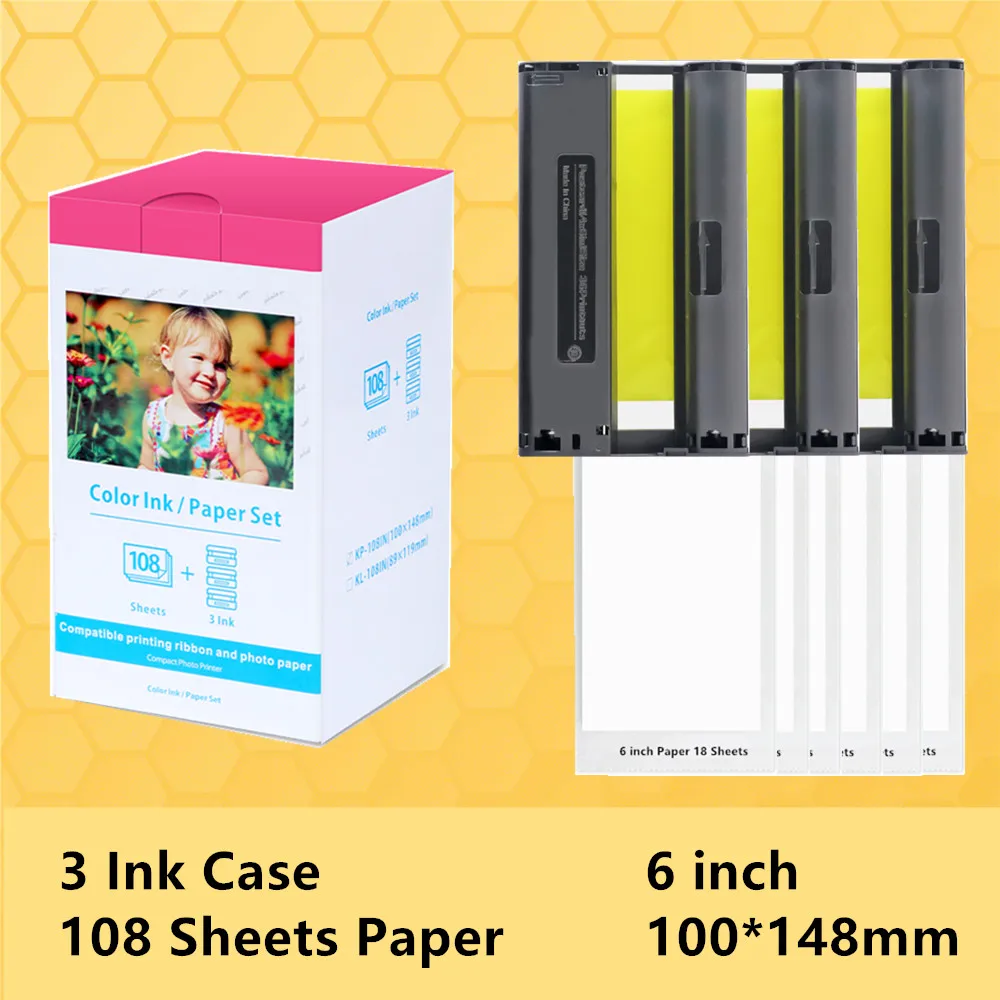 6 inch Compatible RP-108  KP-108IN Photo Paper ink Cartridge for Canon Selphy CP1300 CP1200 CP1000 CP900 CP1500 Printer