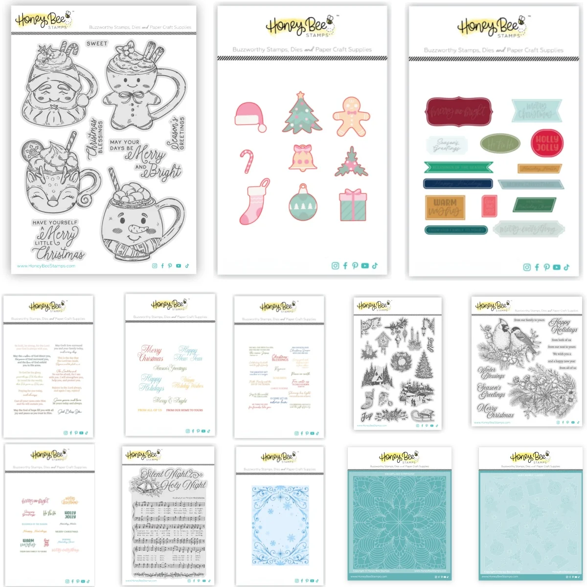 

Winter Song Mugs Christmas Blessings Snowflake Symphony Metal Cutting Dies Clear Stamps Stencil Hot Foil For DIY Decorating Scra