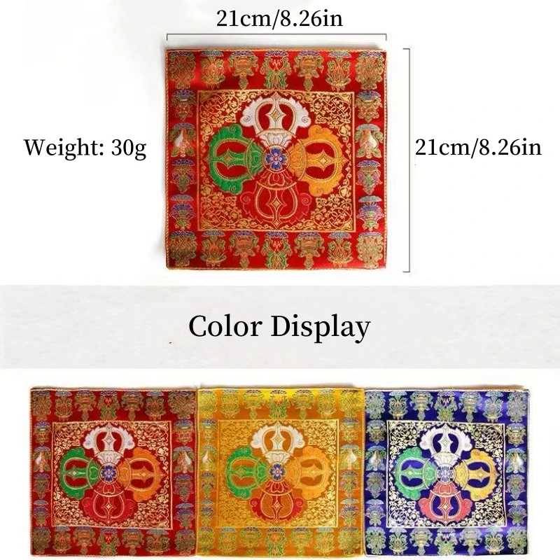 Nepal Hand-Embroidered Vase Mats,Tri Color Tibetan Auspicious Symbols Table Mats,Instrument Vajra Bell Pestle Mats Buddhist Item
