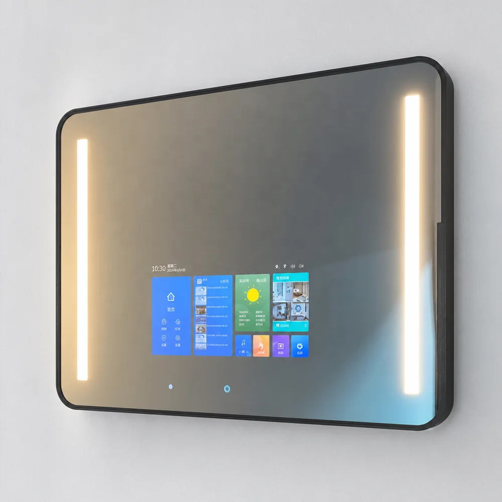 2026 Smart Magic Mirror Touch Screen LED Light Strip Salon Smart Home Control Custom Frame Bathroom TV