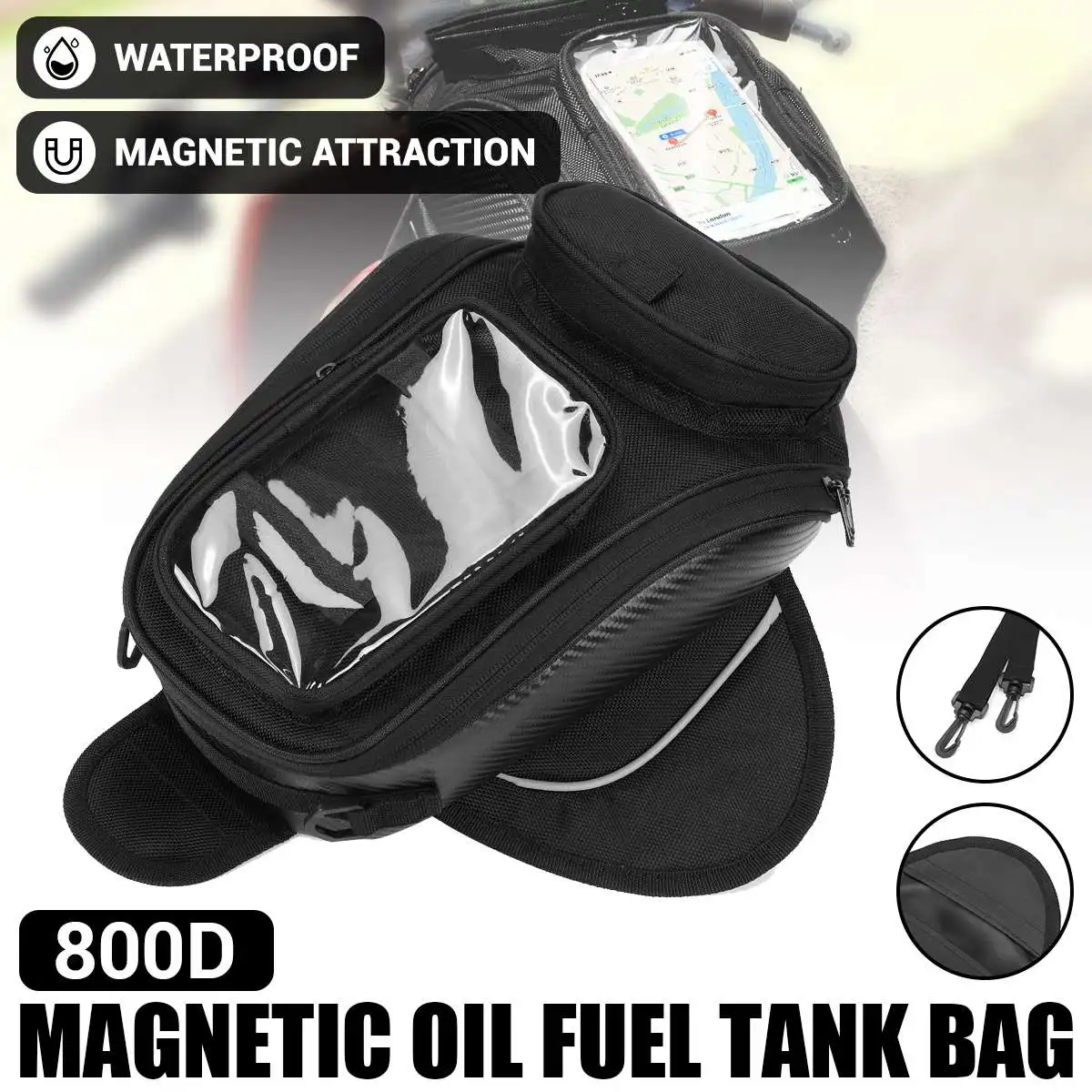 

Magnetic Motorcycle oil fuel Tank Bag Motorbike Saddle Single Shoulder Bag Big Screen For phone & GPS With Raincover