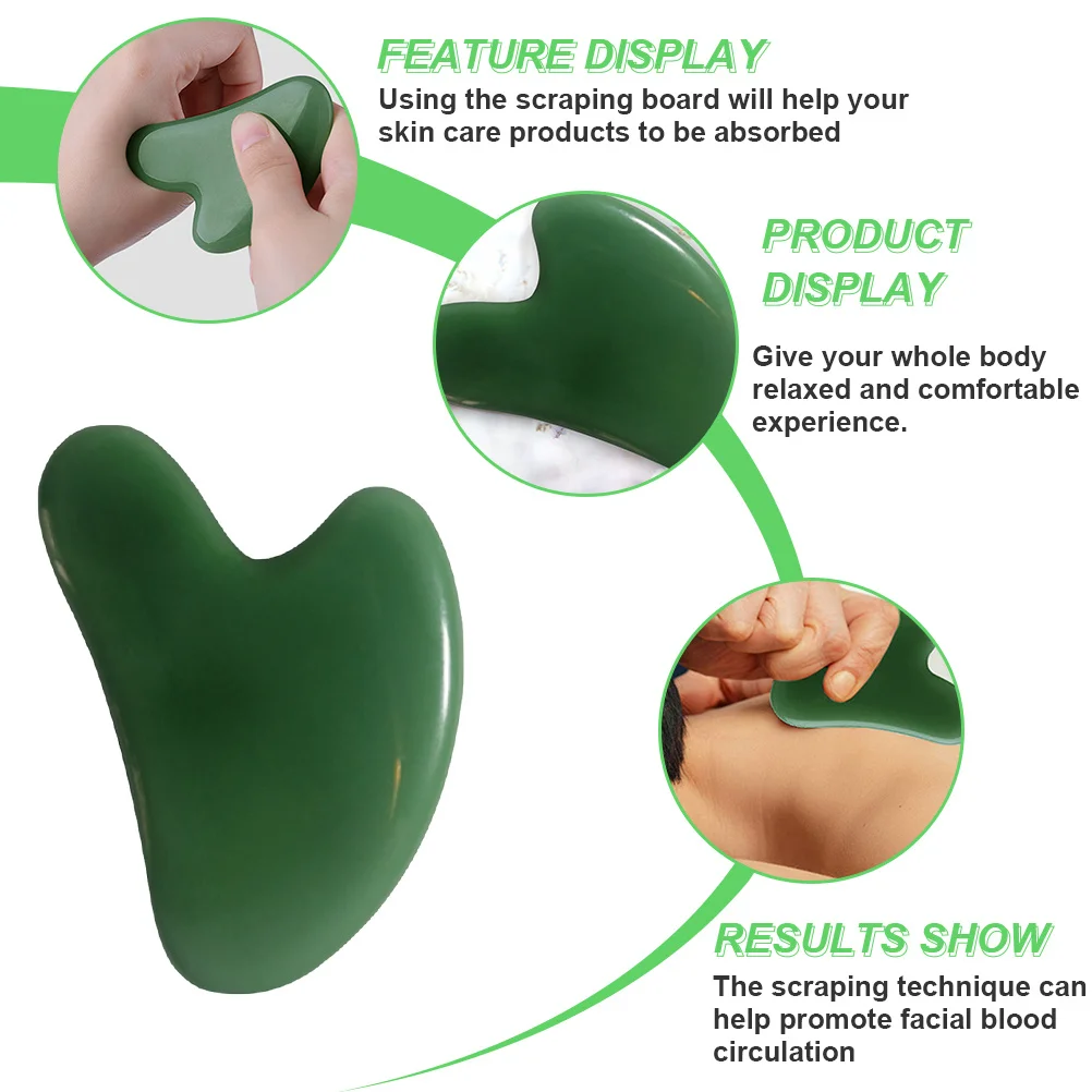 Natuurlijke Jade Guasha Board Hartvormige Gua Sha Gezichtshulpmiddel Voor Gezicht Lichaamsmassage Schrapen Bloedcirculatie Huidverzorging