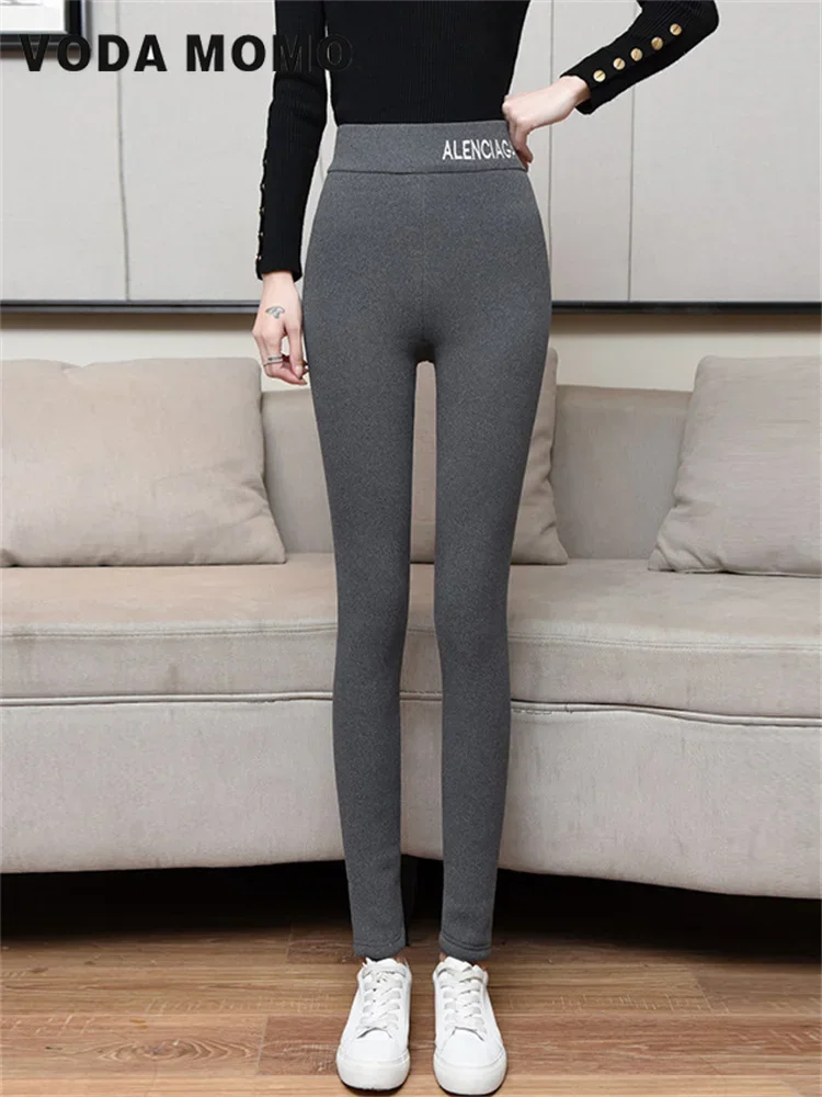 Winter Warm Lambwool Leggings Women Fleece Lined Thermal Tights Ankle-Length Pants Female Hight Waist Skinny Fitness Leggings
