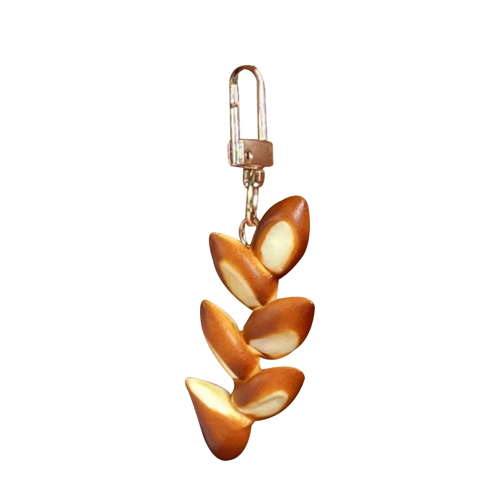 PVC Simulated Food Keychain Hand Croissant Model Simulated Food Bread Key Ring Alkaline Water Handmade Croissant Keychain