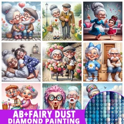 Fairy Dust AB Cartoon Grandpa and Grandma 5D DIY Diamond Painting Cross Stitch Art Mosaic Full Embroidery Home Decor Kids Gift