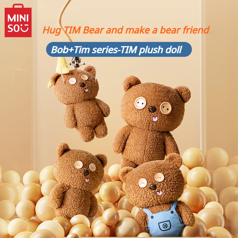 

MINISO Bob+Tim Series Standing and Sitting Dolls Minions Bear Plush Children's Toys Animation Peripheral Kawaii Pillow