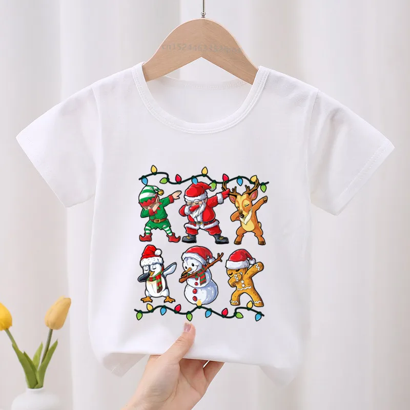 

Hot Sale Dabbing Santa Merry Christmas Print Kids T-shirt Children's Clothes Summer Baby Girls Tops Boys Short Sleeve T shirts