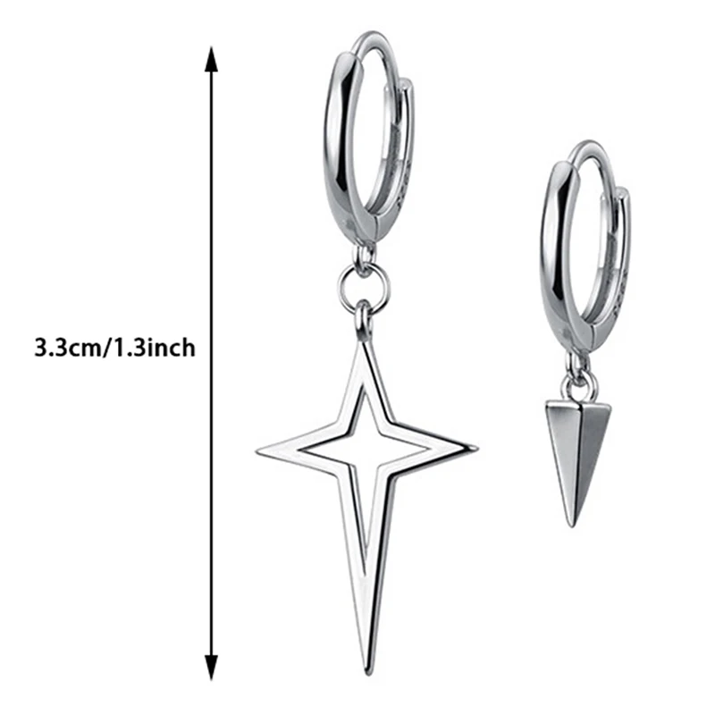 Silver Earring Fashion Asymmetric Cross Cone Hoop Earrings For Women Mother's Day Jewelry