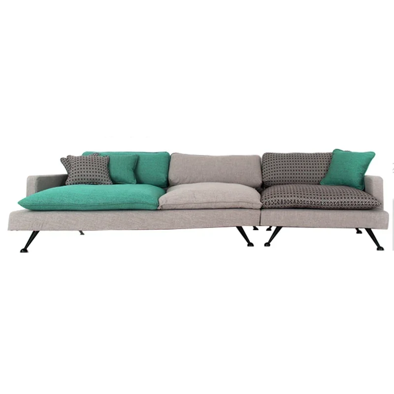 Italian art design simple modern living room model room cotton and linen down curved sofa
