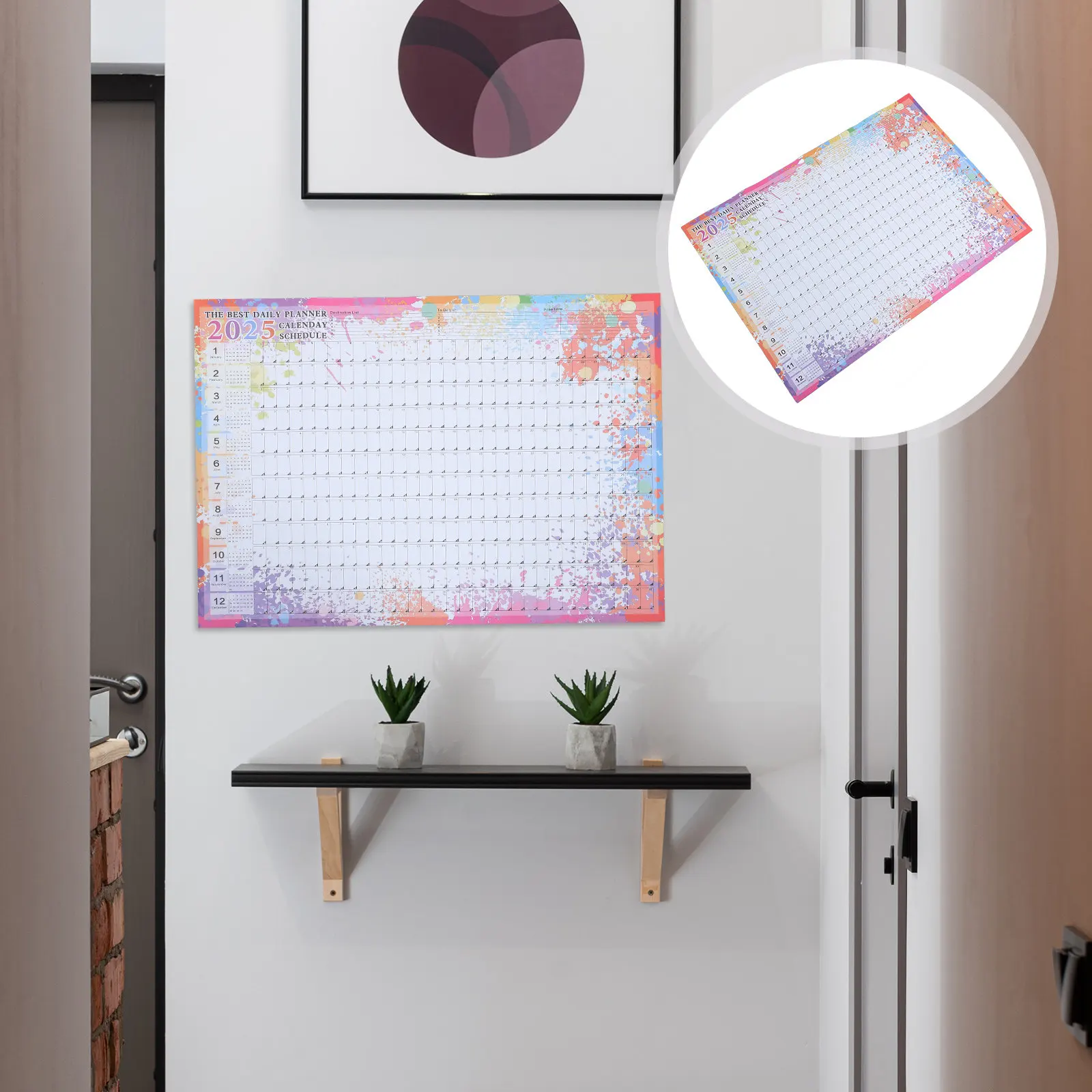 

2025 Full Year Wall Calendar Large Colorful Organizer Foldable for Home Office Classroom School Yearly Wall Calendar