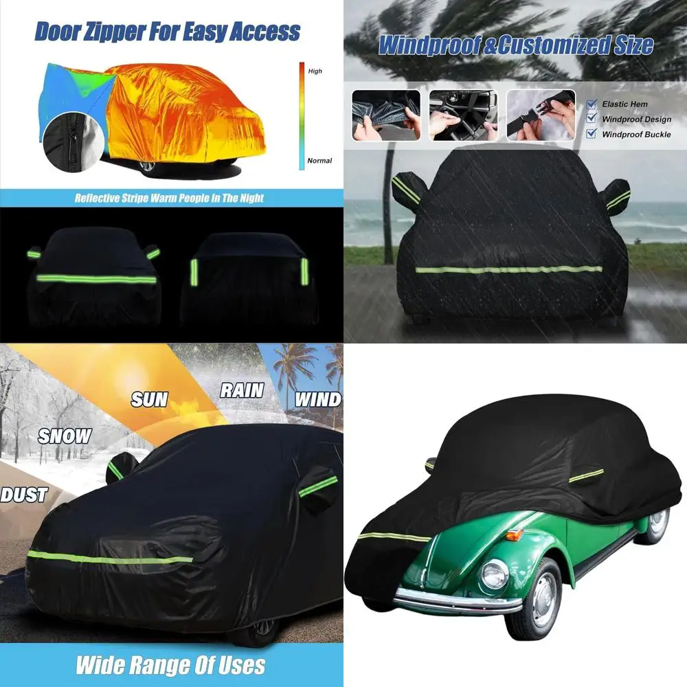 

Водонепроницаемый чехол для Volkswagen Beetle 2-дверный седан 1960-1980 годов выпуска - черный, всепогодная защита для улицы