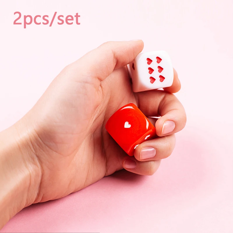 2pcs Acrylic 6 Sided Round Corner Heart-shaped Dice For Bar Party Family Games